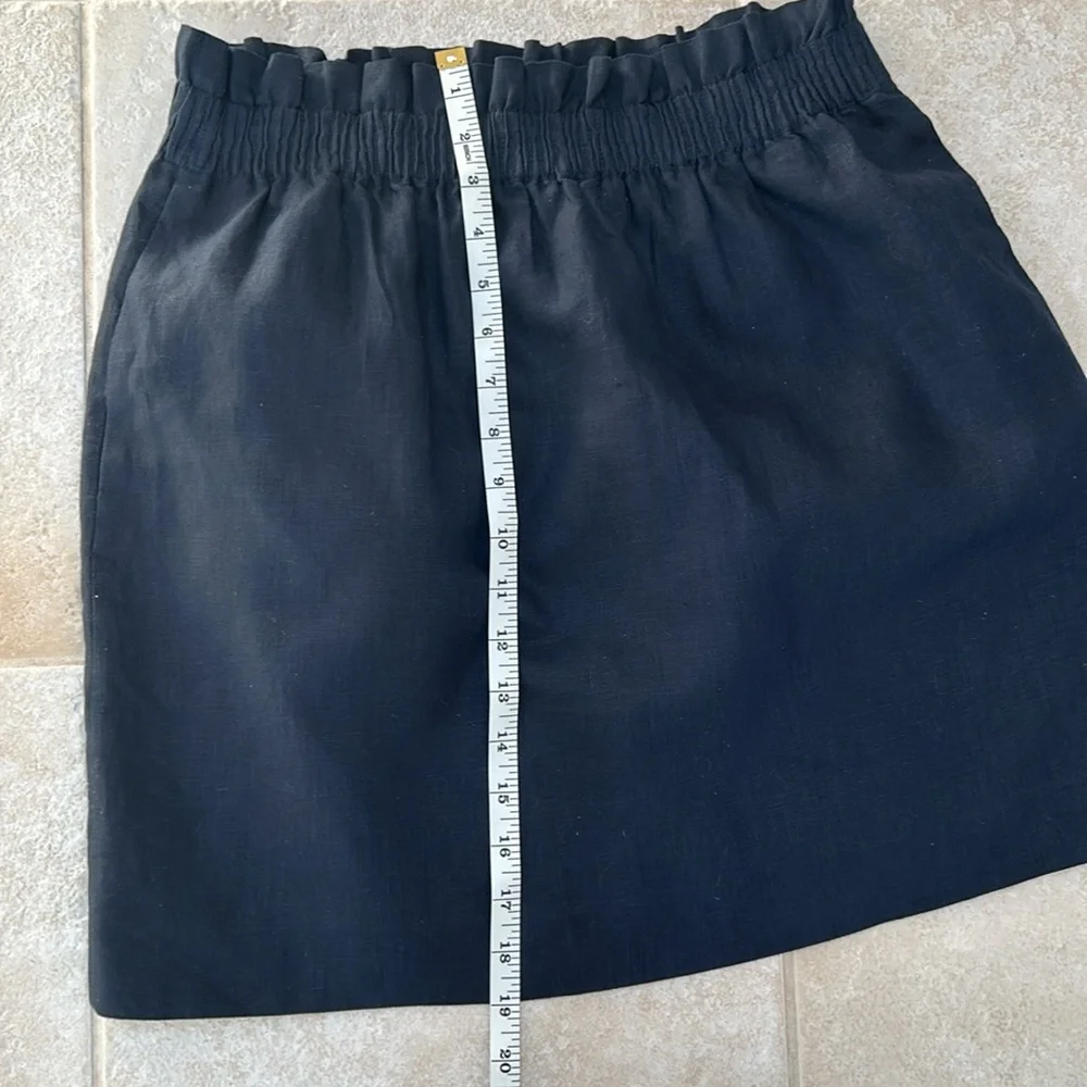 J. CREW NWOT Navy size 6 linen paper bag waist skirt with pockets - Picture 6 of 7
